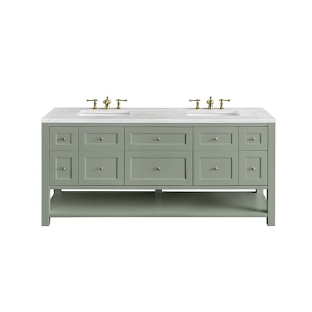 James Martin Vanities Breckenridge 72in Double Vanity, Smokey Celadon w/ 3 CM Arctic Fall Top 330-V72-SC-3AF